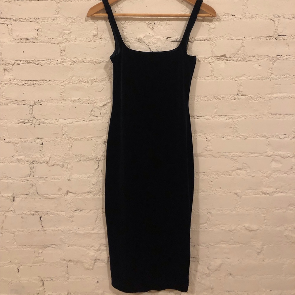 American apparel green velvet-textured midi dress